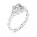 2.40 CTTW VVS1 D Color Asscher Cut Three Stone Diamond Engagement Ring