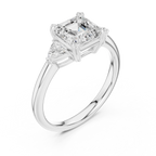 2.40 CTTW VVS1 D Color Asscher Cut Three Stone Diamond Engagement Ring
