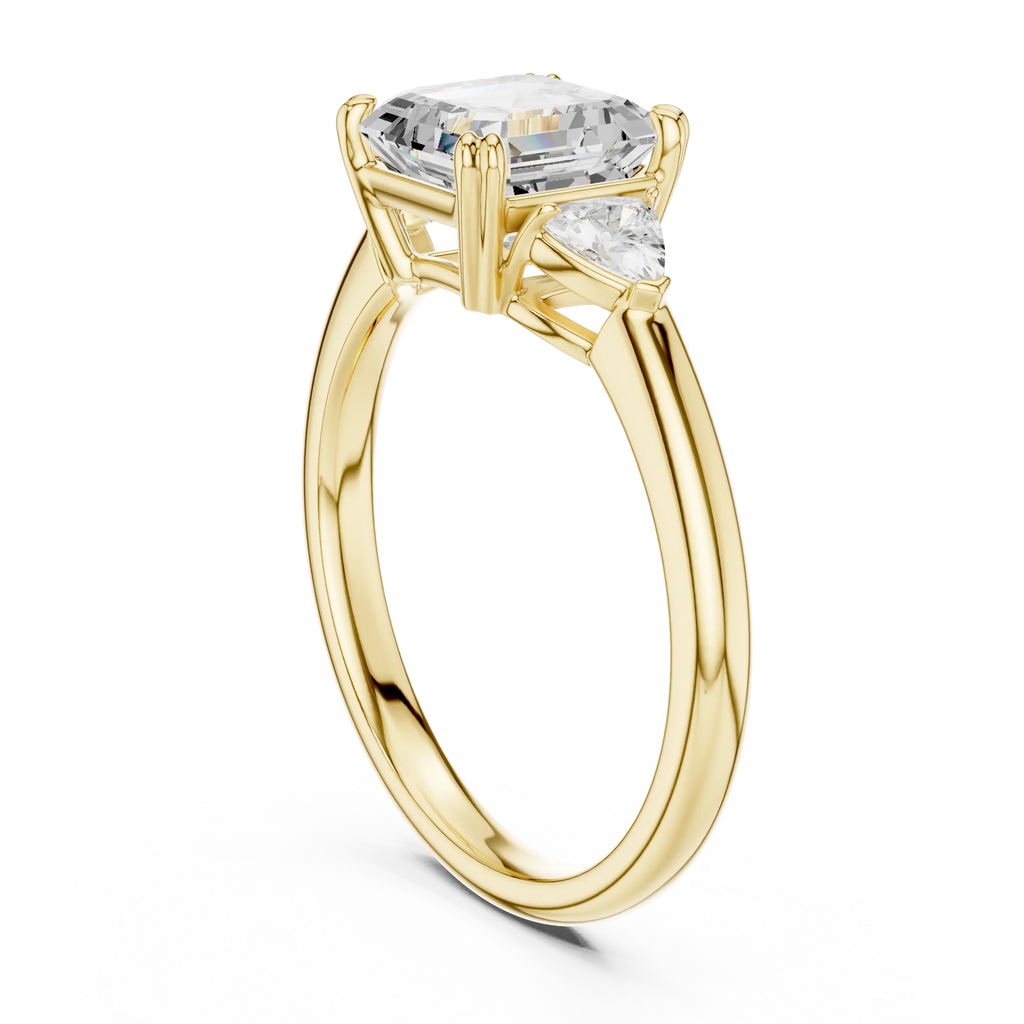 2.40 CTTW VVS1 D Color Asscher Cut Three Stone Diamond Engagement Ring