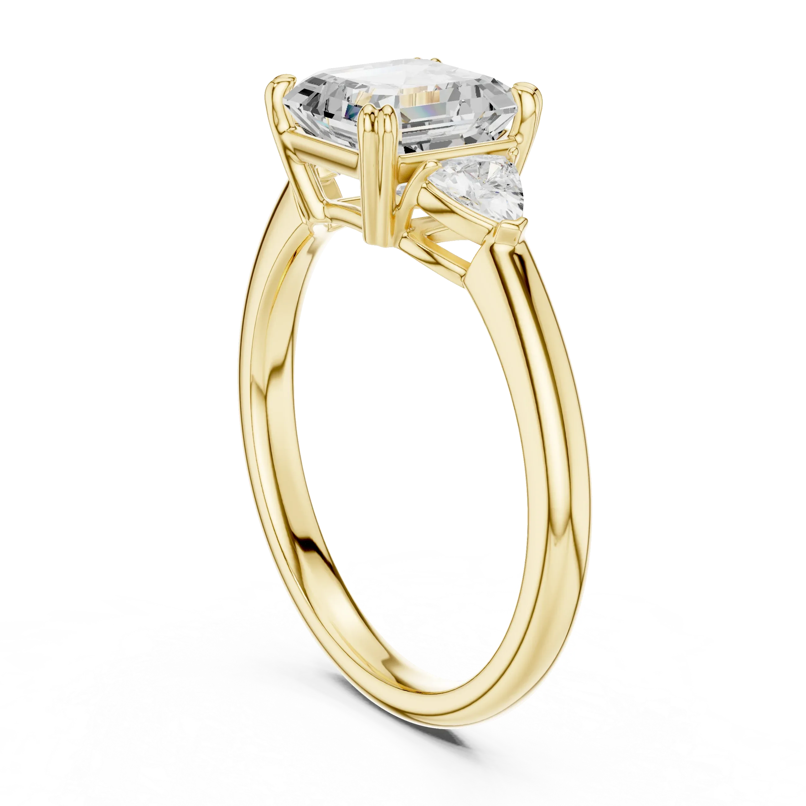 2.40 CTTW VVS1 D Color Asscher Cut Three Stone Diamond Engagement Ring