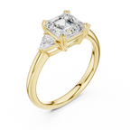2.40 CTTW VVS1 D Color Asscher Cut Three Stone Diamond Engagement Ring