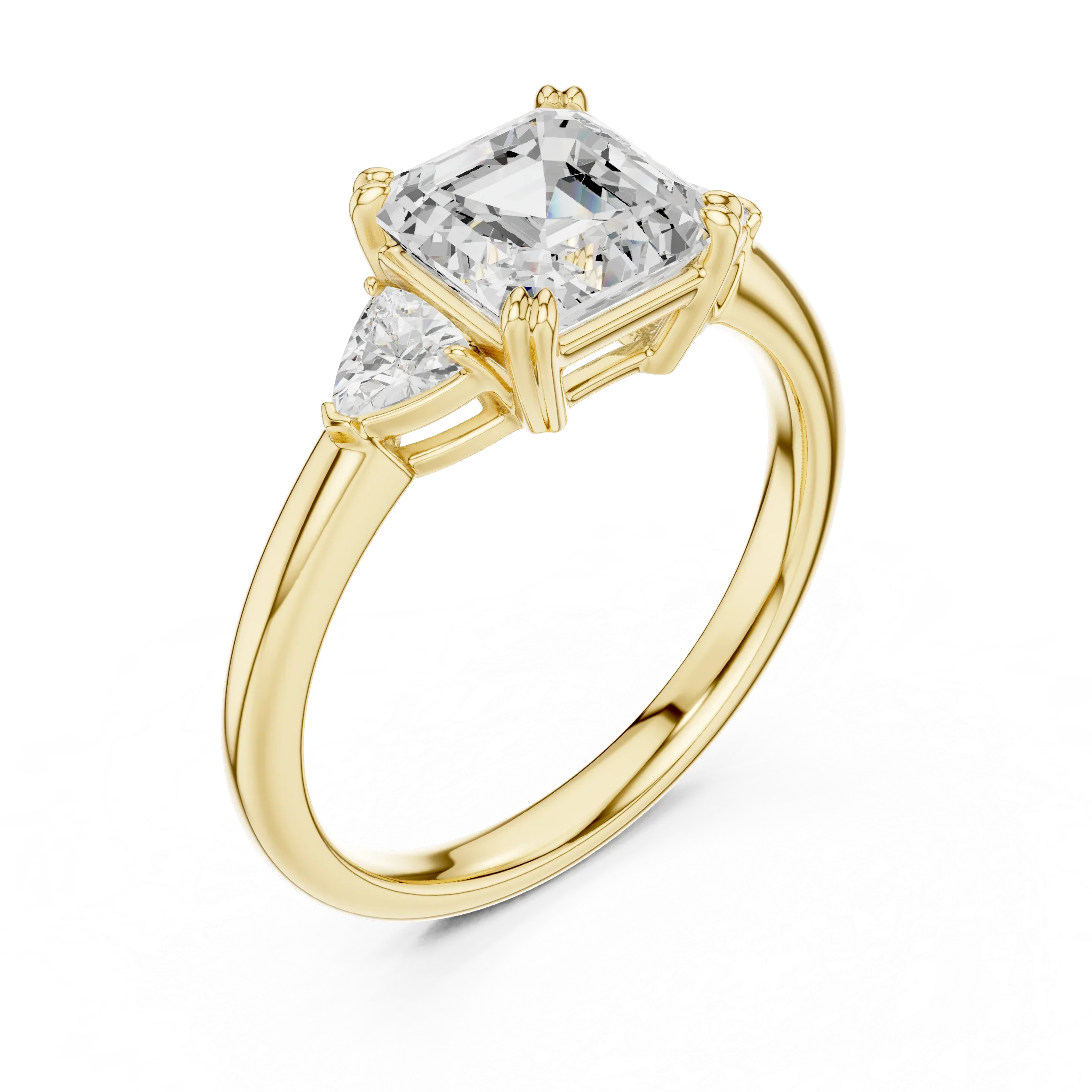 2.40 CTTW VVS1 D Color Asscher Cut Three Stone Diamond Engagement Ring