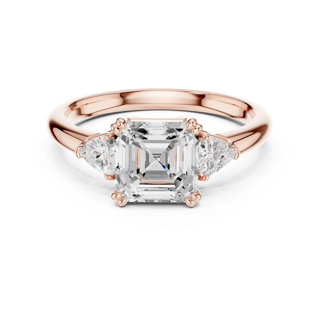 2.40 CTTW VVS1 D Color Asscher Cut Three Stone Diamond Engagement Ring