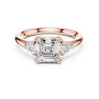 2.40 CTTW VVS1 D Color Asscher Cut Three Stone Diamond Engagement Ring