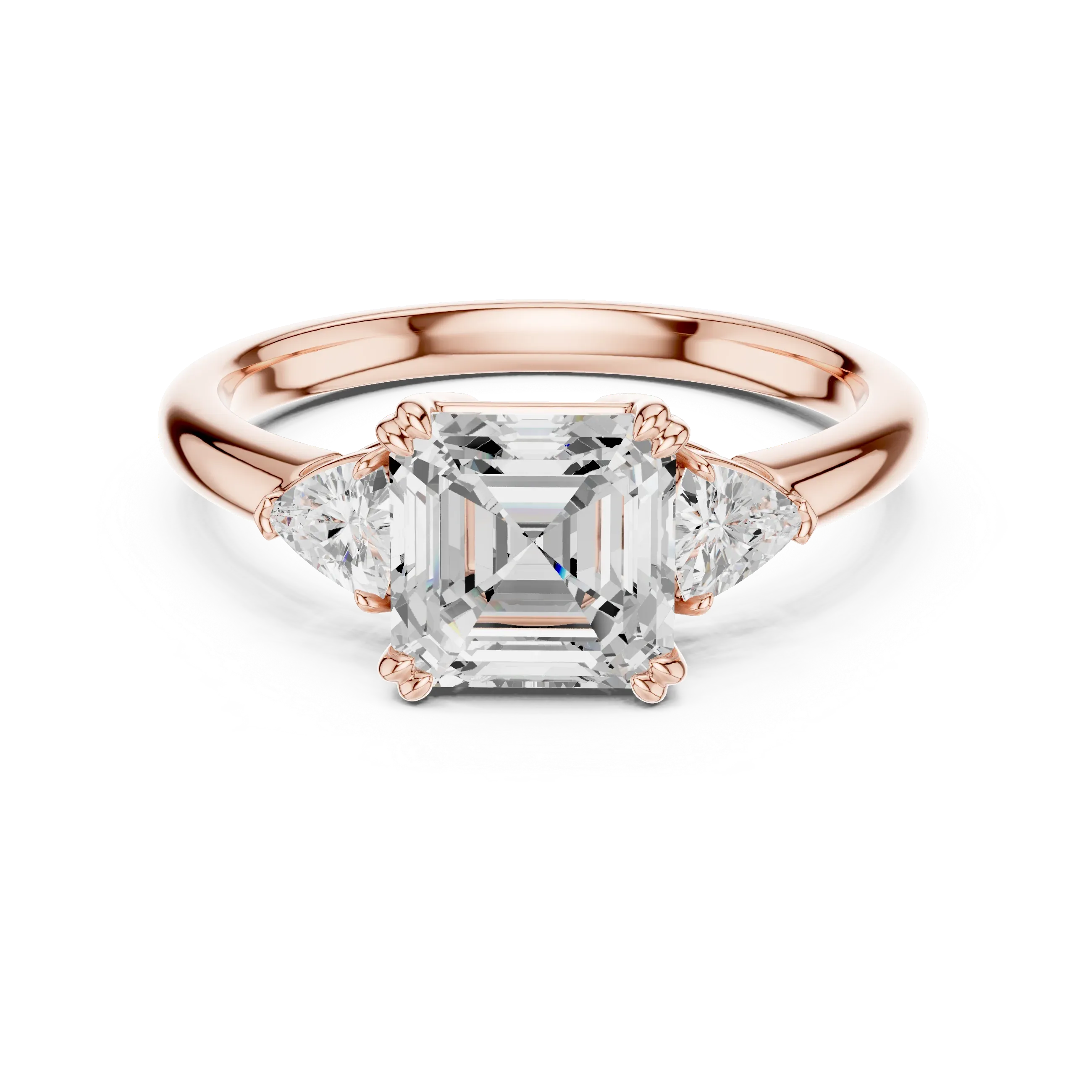 2.40 CTTW VVS1 D Color Asscher Cut Three Stone Diamond Engagement Ring