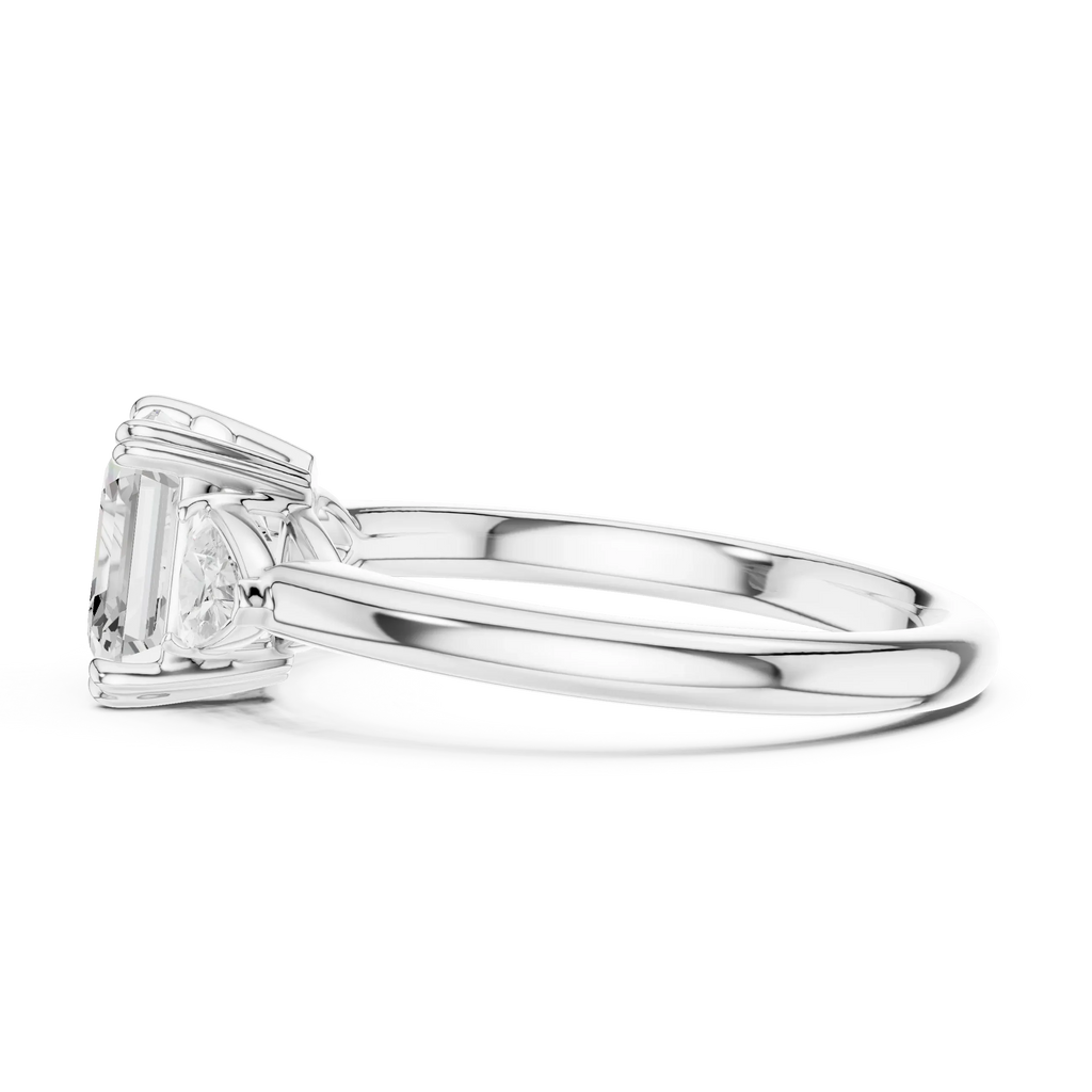 2.40 CTTW VVS1 D Color Asscher Cut Three Stone Diamond Engagement Ring