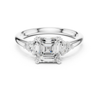 2.40 CTTW VVS1 D Color Asscher Cut Three Stone Diamond Engagement Ring