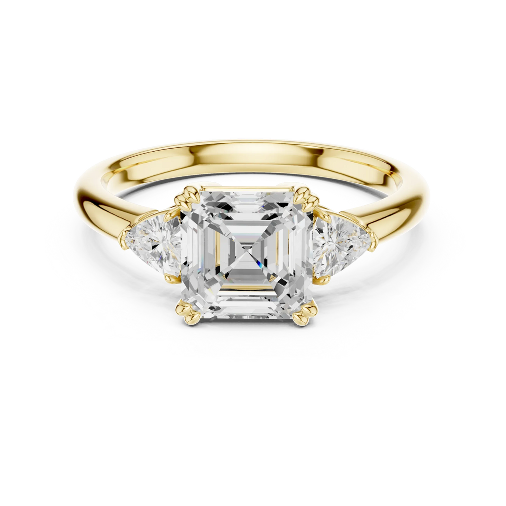 2.40 CTTW VVS1 D Color Asscher Cut Three Stone Diamond Engagement Ring