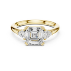 2.40 CTTW VVS1 D Color Asscher Cut Three Stone Diamond Engagement Ring