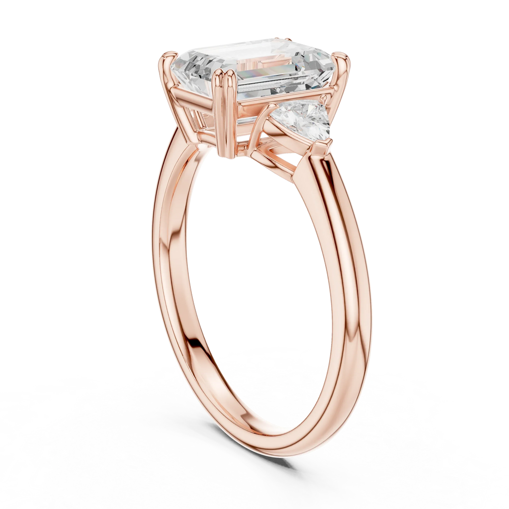 2.40 CTTW VVS1 D Color Emerald Cut Three Stone Diamond Engagement Ring