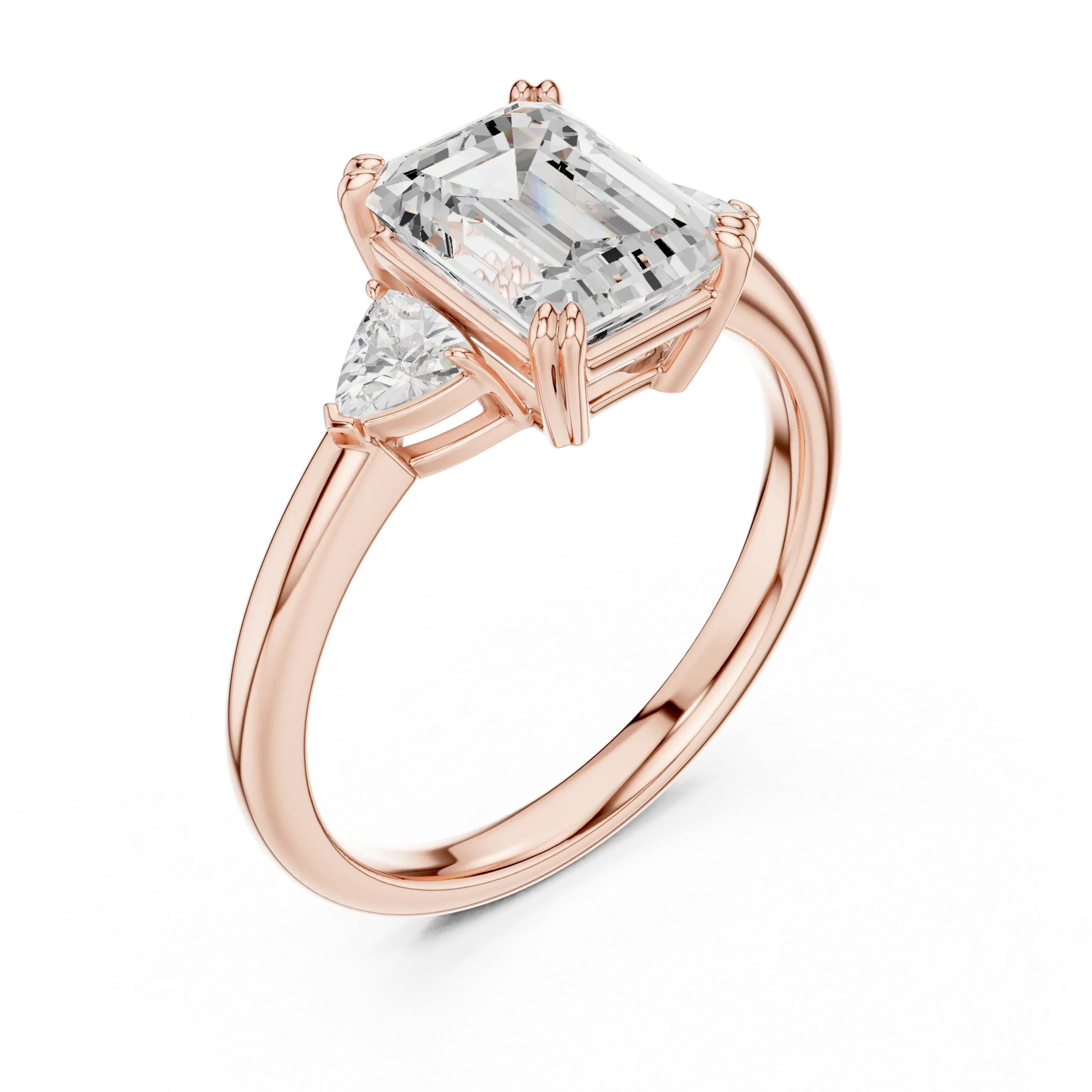 2.40 CTTW VVS1 D Color Emerald Cut Three Stone Diamond Engagement Ring