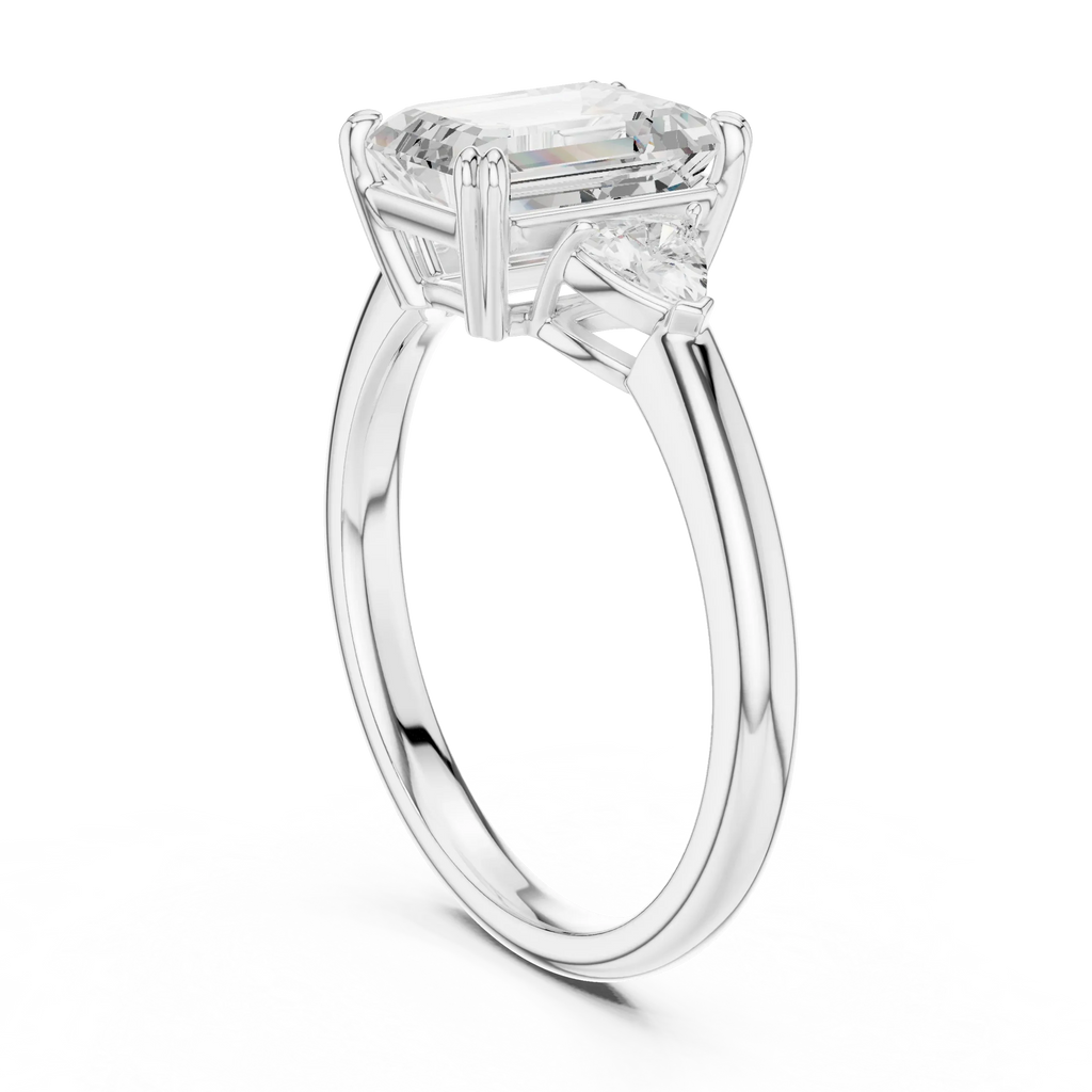 2.40 CTTW VVS1 D Color Emerald Cut Three Stone Diamond Engagement Ring