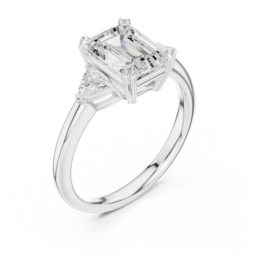 2.40 CTTW VVS1 D Color Emerald Cut Three Stone Diamond Engagement Ring