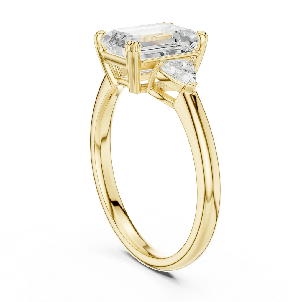 2.40 CTTW VVS1 D Color Emerald Cut Three Stone Diamond Engagement Ring