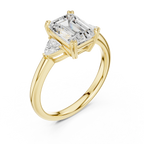 2.40 CTTW VVS1 D Color Emerald Cut Three Stone Diamond Engagement Ring