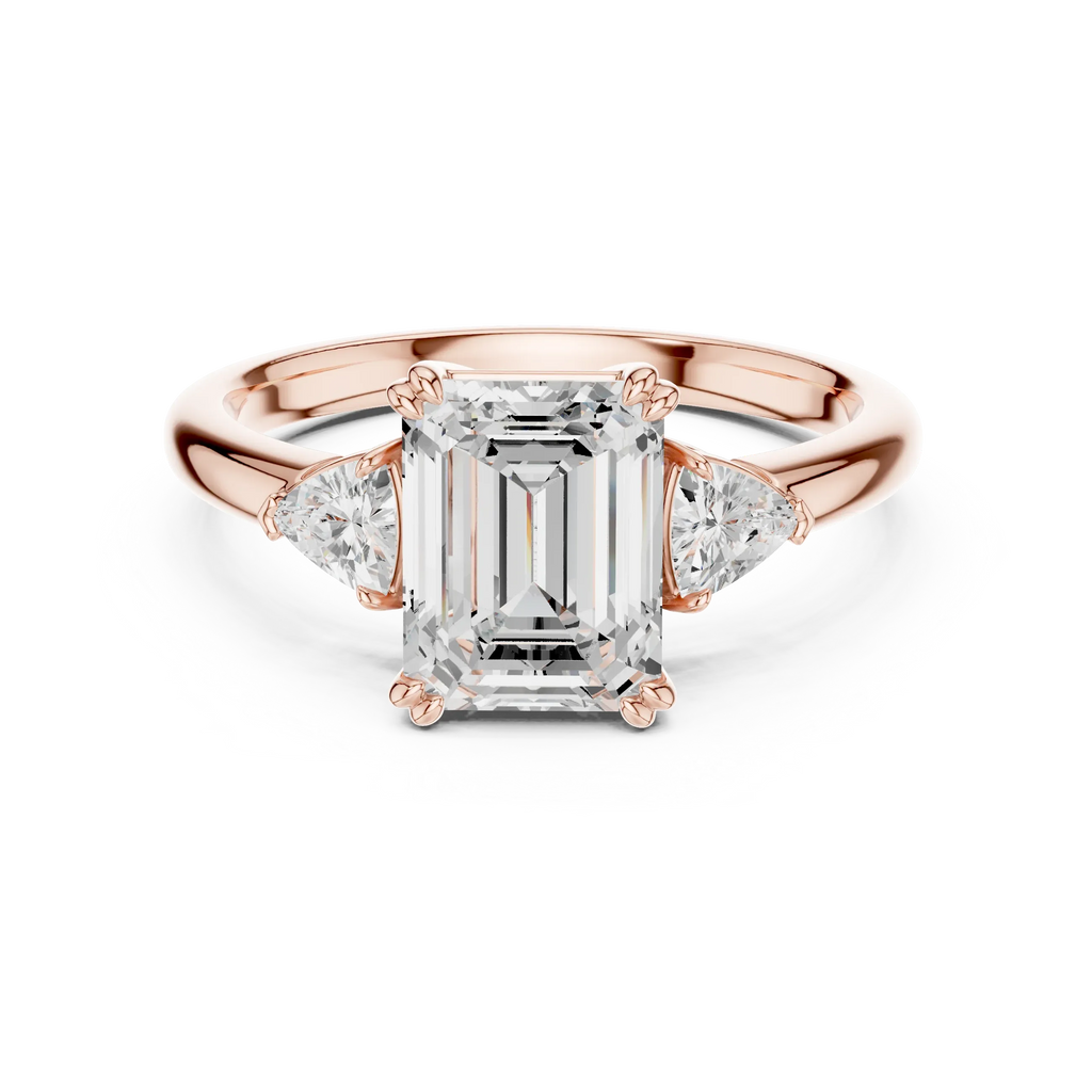 2.40 CTTW VVS1 D Color Emerald Cut Three Stone Diamond Engagement Ring