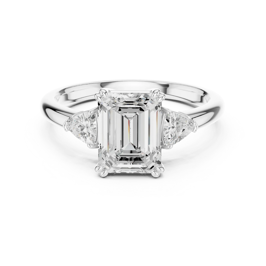 2.40 CTTW VVS1 D Color Emerald Cut Three Stone Diamond Engagement Ring