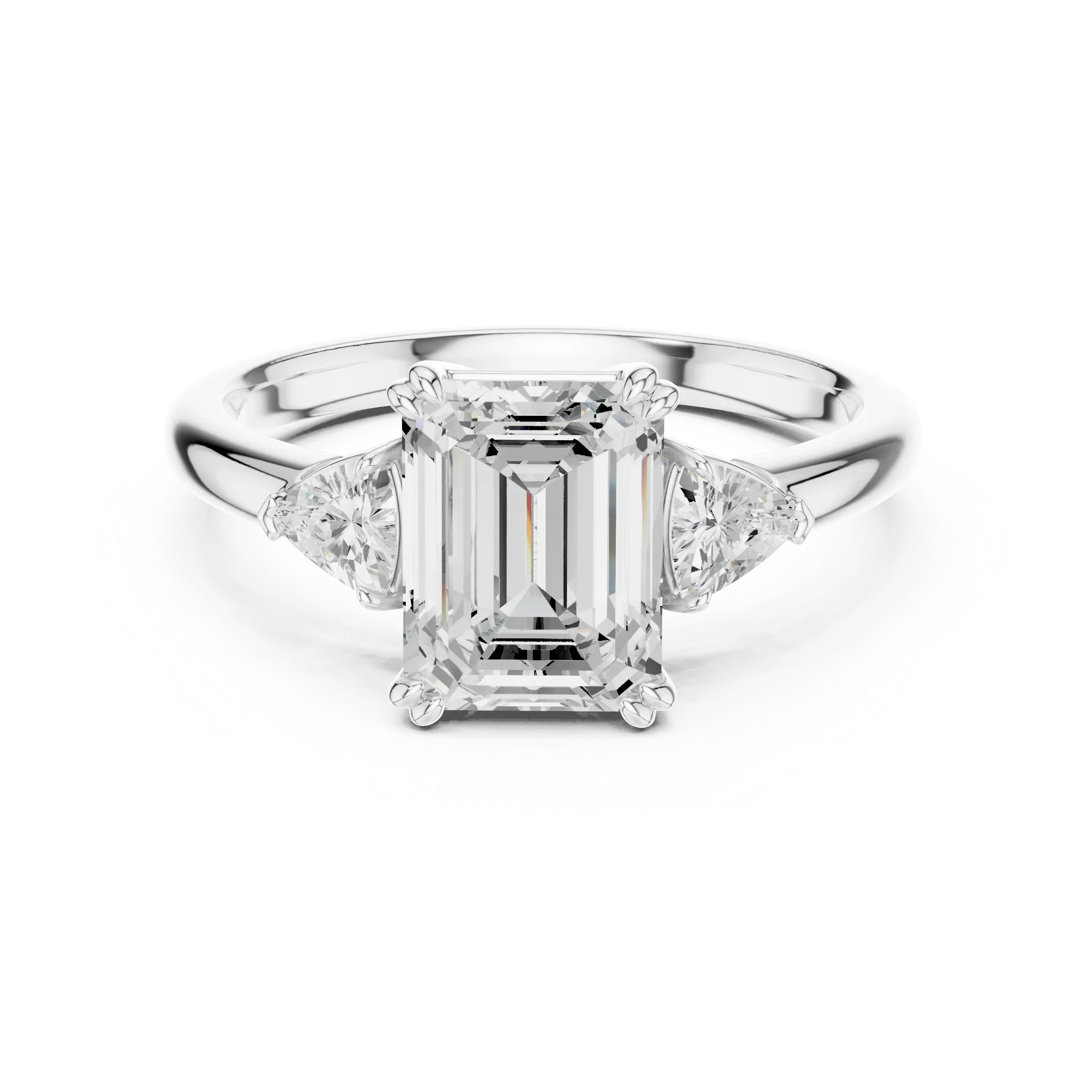 2.40 CTTW VVS1 D Color Emerald Cut Three Stone Diamond Engagement Ring