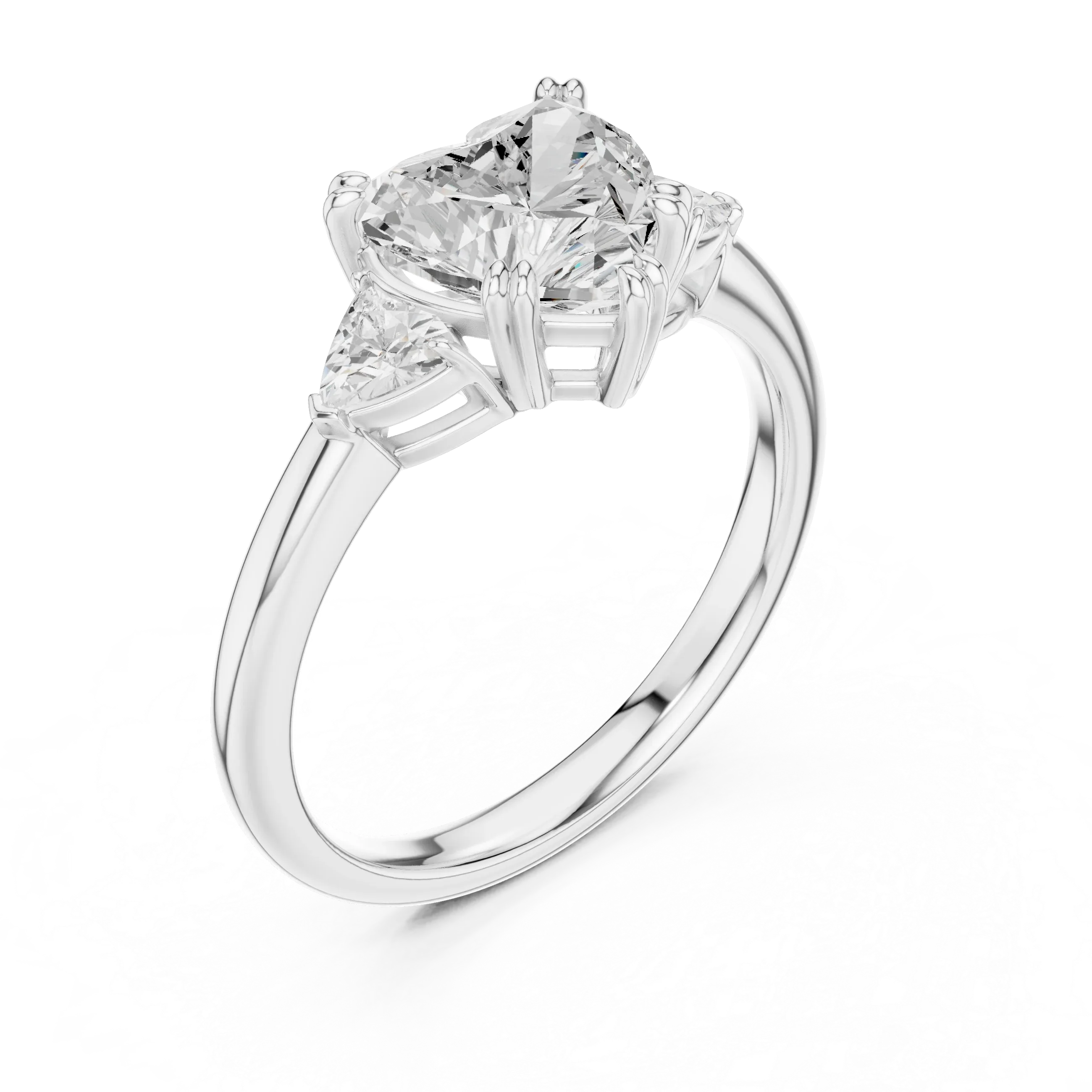 2.40 CTTW VVS1 D Color Heart Cut Three Stone Diamond Engagement Ring