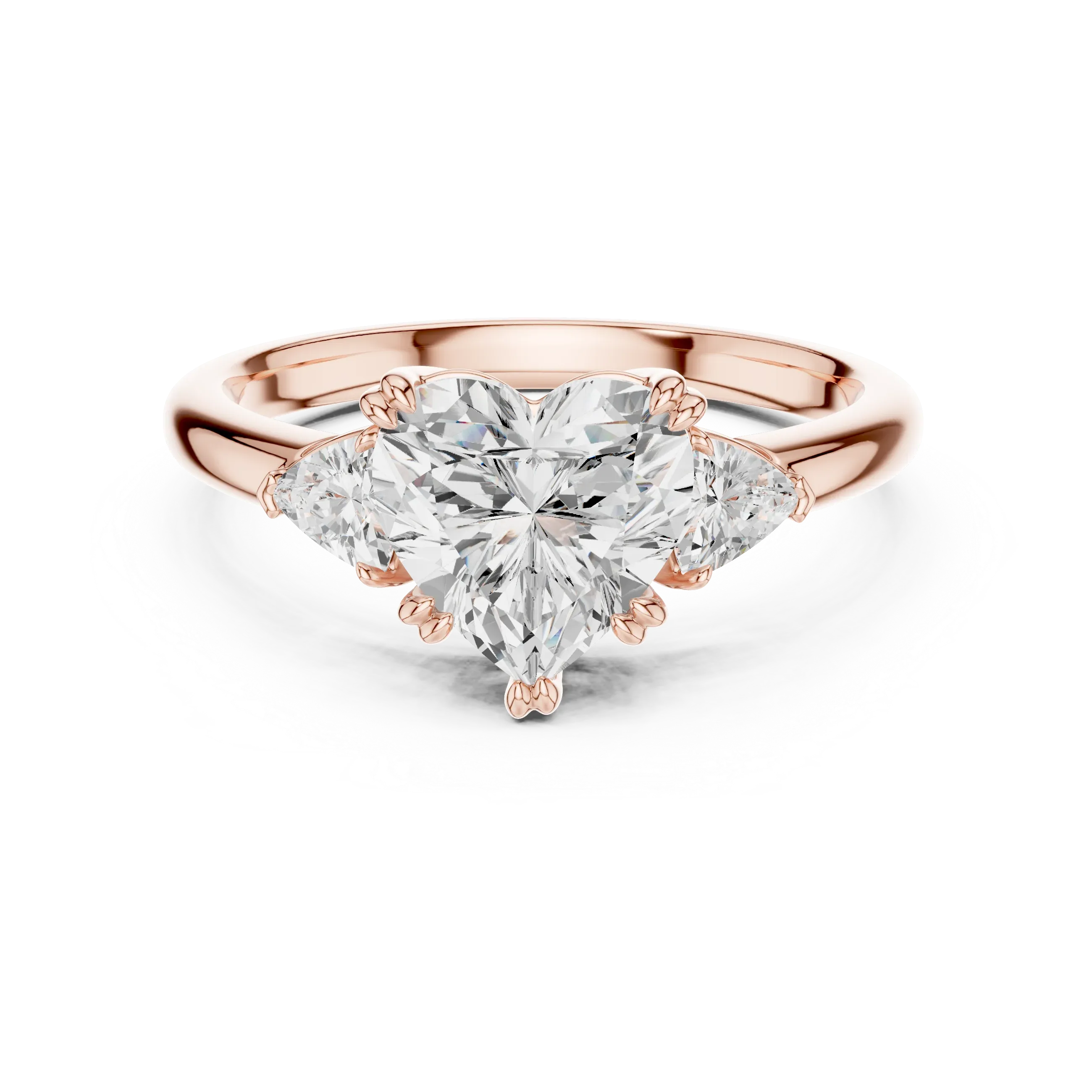 2.40 CTTW VVS1 D Color Heart Cut Three Stone Diamond Engagement Ring