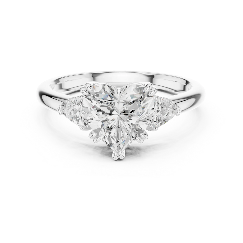 2.40 CTTW VVS1 D Color Heart Cut Three Stone Diamond Engagement Ring