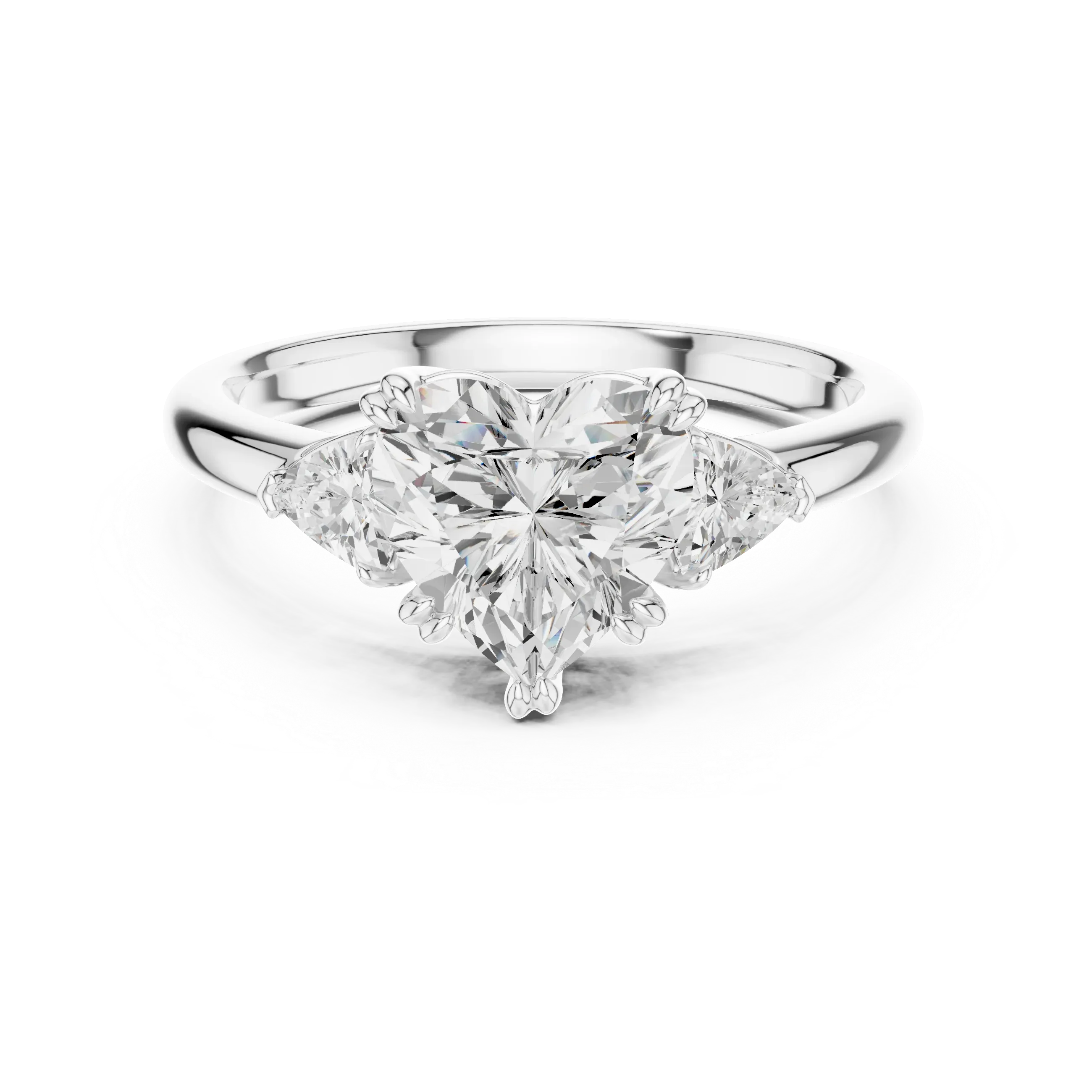 2.40 CTTW VVS1 D Color Heart Cut Three Stone Diamond Engagement Ring