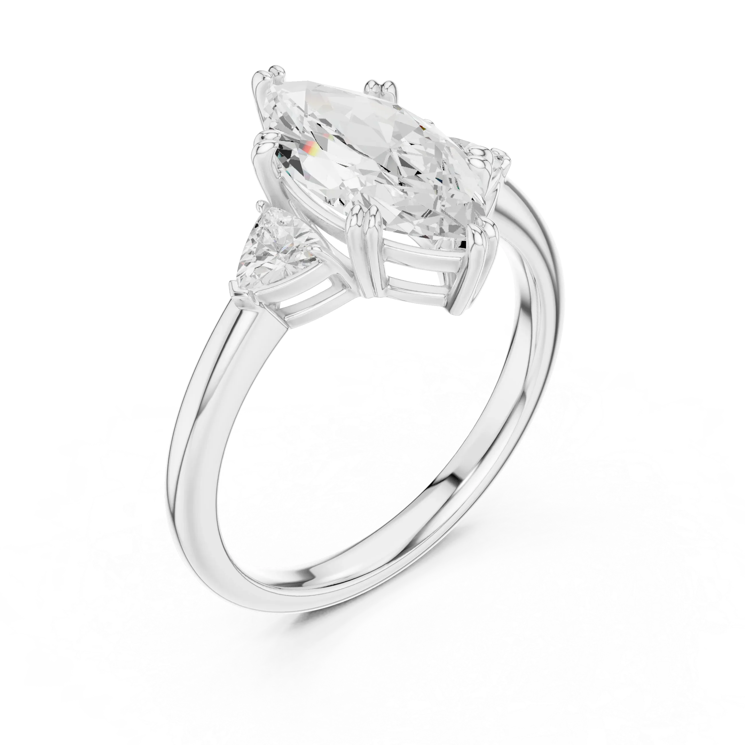 2.40 CTTW VVS1 D Color Marquise Cut Three Stone Diamond Engagement Ring