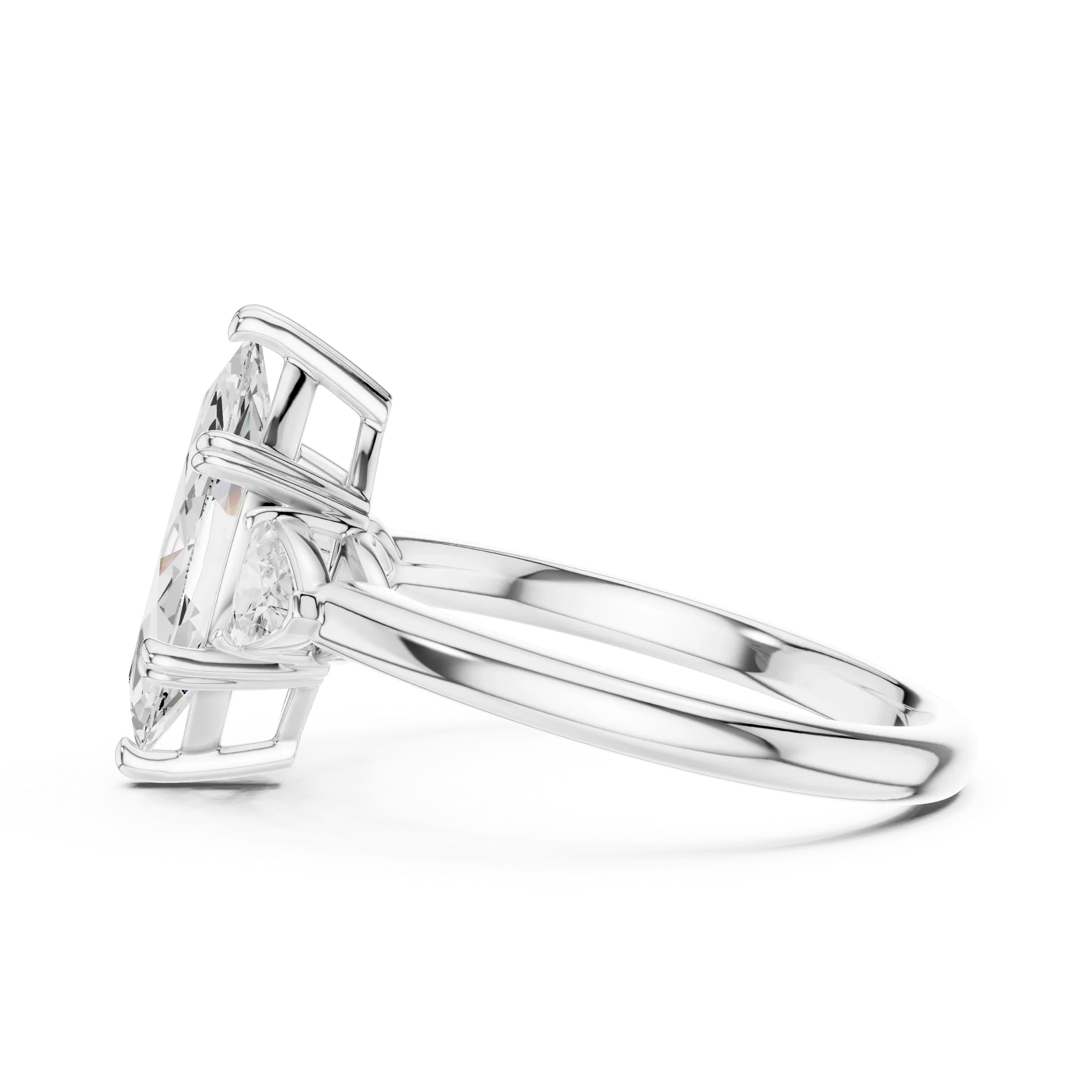 2.40 CTTW VVS1 D Color Marquise Cut Three Stone Diamond Engagement Ring
