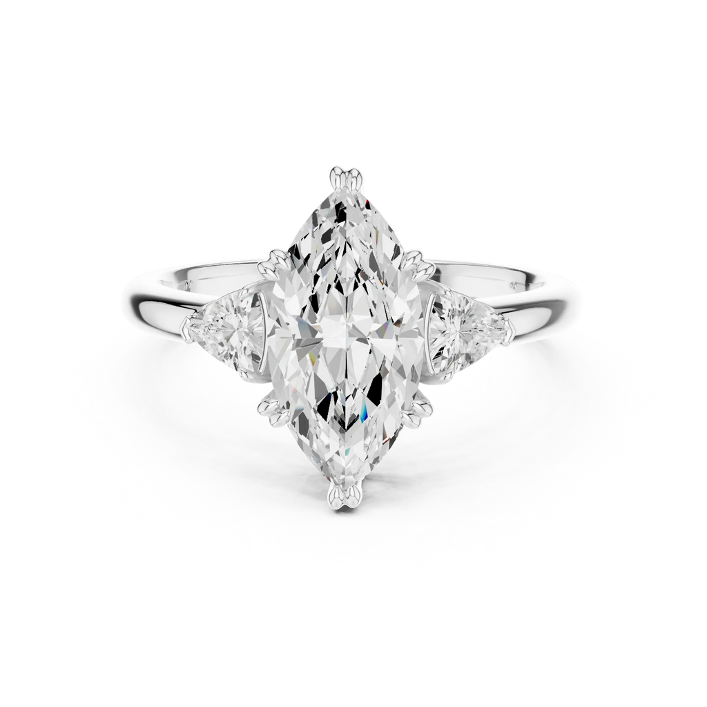 2.40 CTTW VVS1 D Color Marquise Cut Three Stone Diamond Engagement Ring