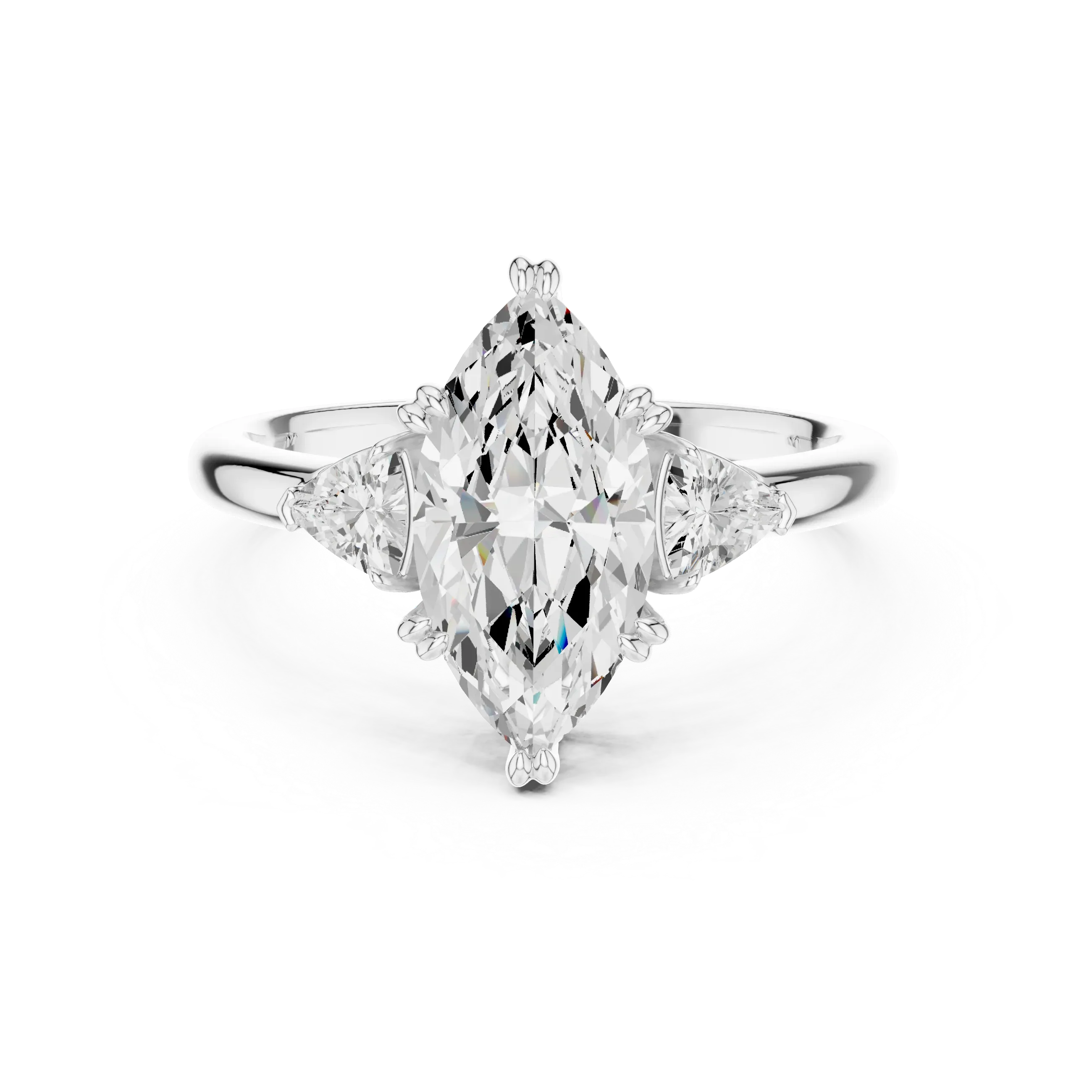 2.40 CTTW VVS1 D Color Marquise Cut Three Stone Diamond Engagement Ring