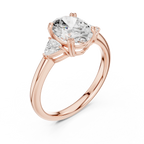 2.40 CTTW VVS1 D Color Oval Cut Three Stone Diamond Engagement Ring