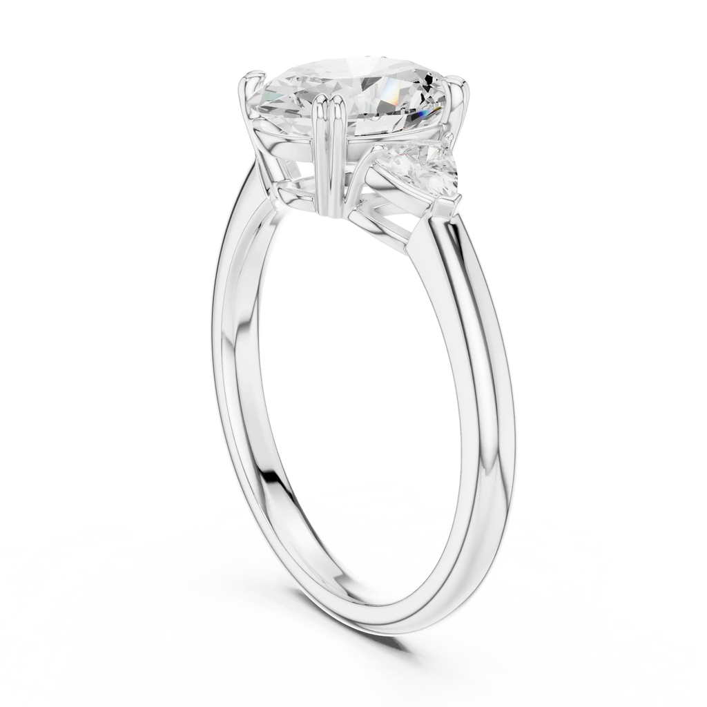 2.40 CTTW VVS1 D Color Oval Cut Three Stone Diamond Engagement Ring
