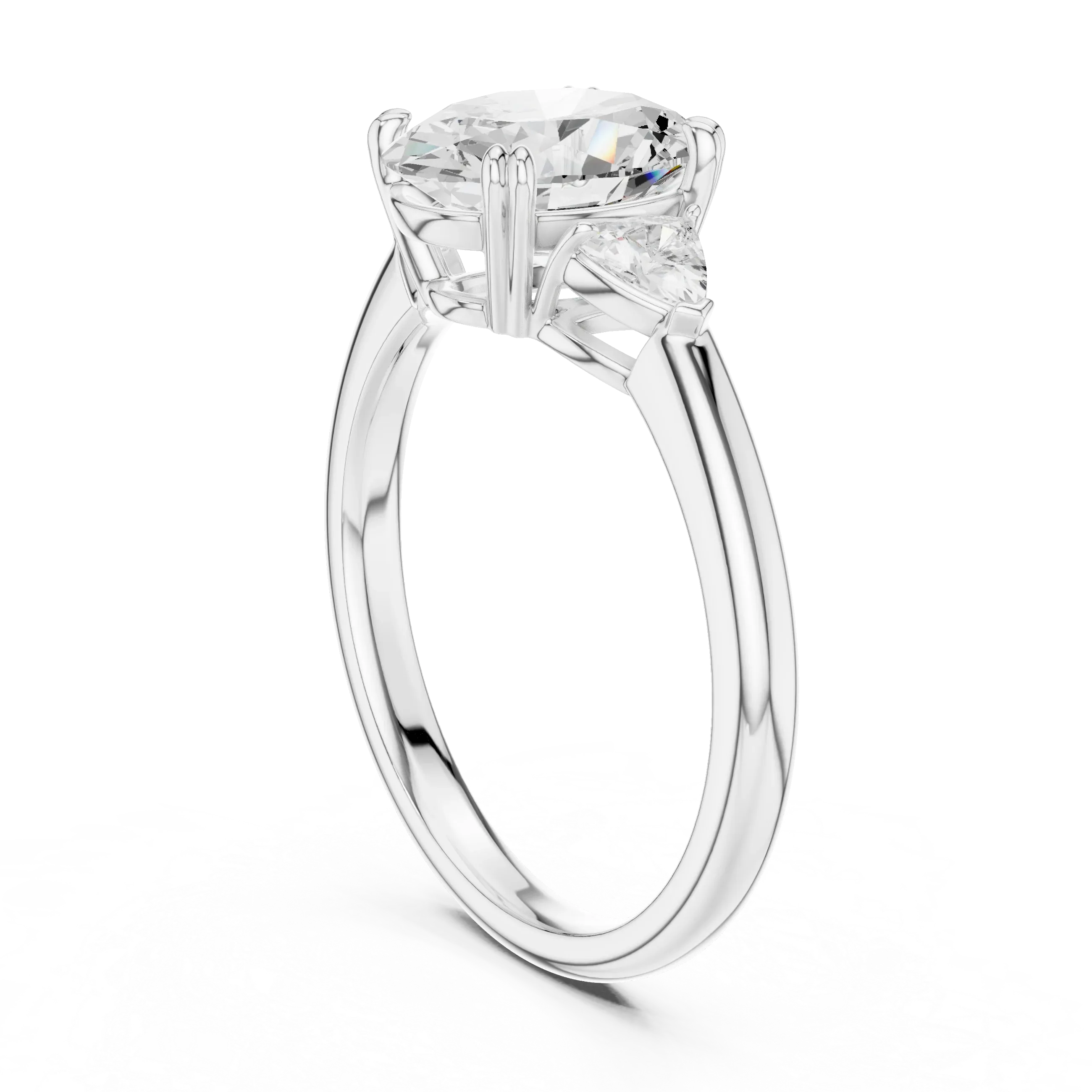 2.40 CTTW VVS1 D Color Oval Cut Three Stone Diamond Engagement Ring