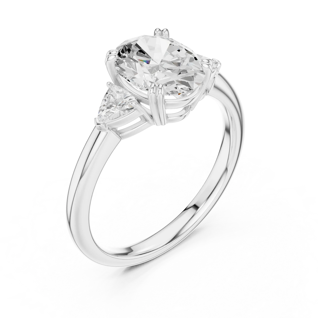 2.40 CTTW VVS1 D Color Oval Cut Three Stone Diamond Engagement Ring