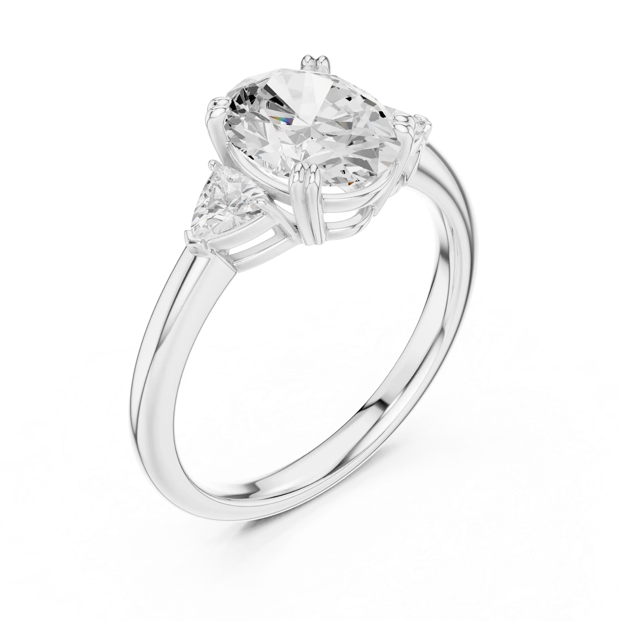 2.40 CTTW VVS1 D Color Oval Cut Three Stone Diamond Engagement Ring