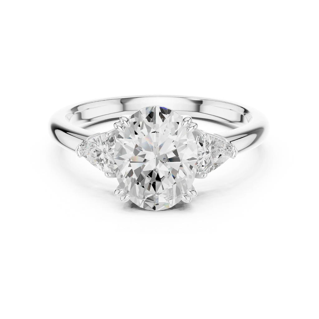2.40 CTTW VVS1 D Color Oval Cut Three Stone Diamond Engagement Ring