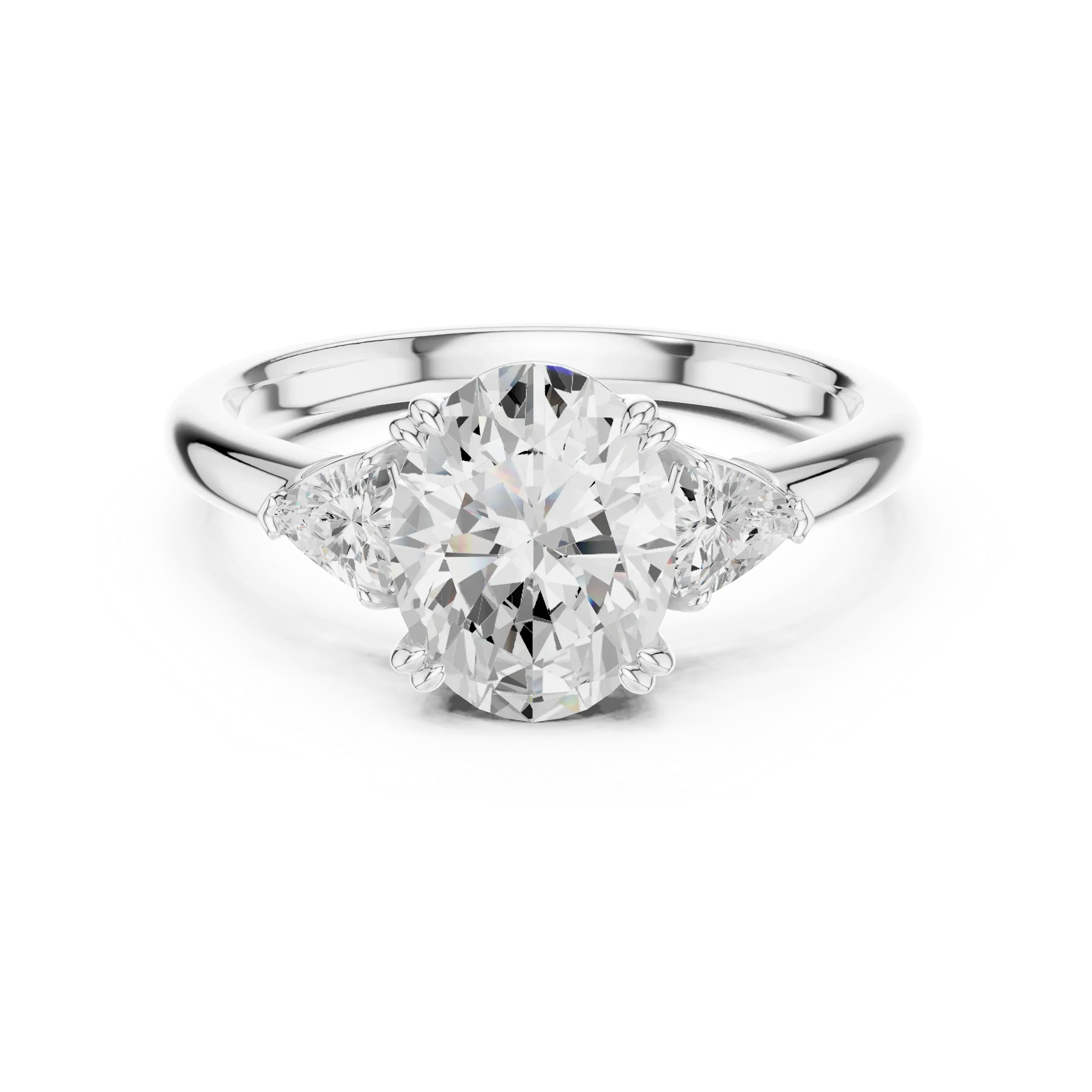 2.40 CTTW VVS1 D Color Oval Cut Three Stone Diamond Engagement Ring