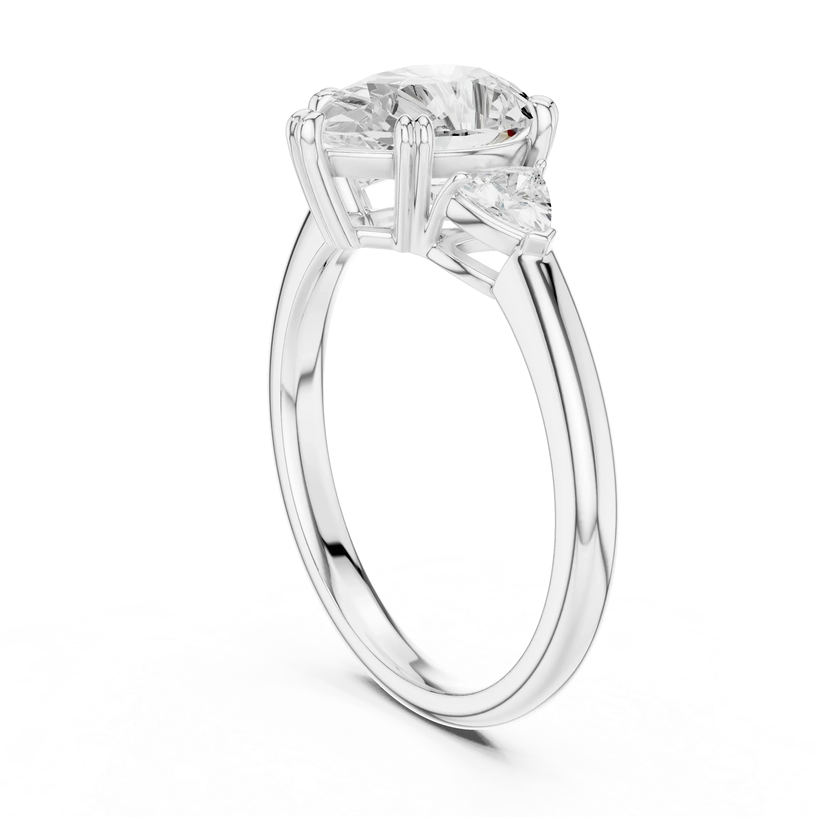 2.40 CTTW VVS1 D Color Pear Cut Three Stone Diamond Engagement Ring