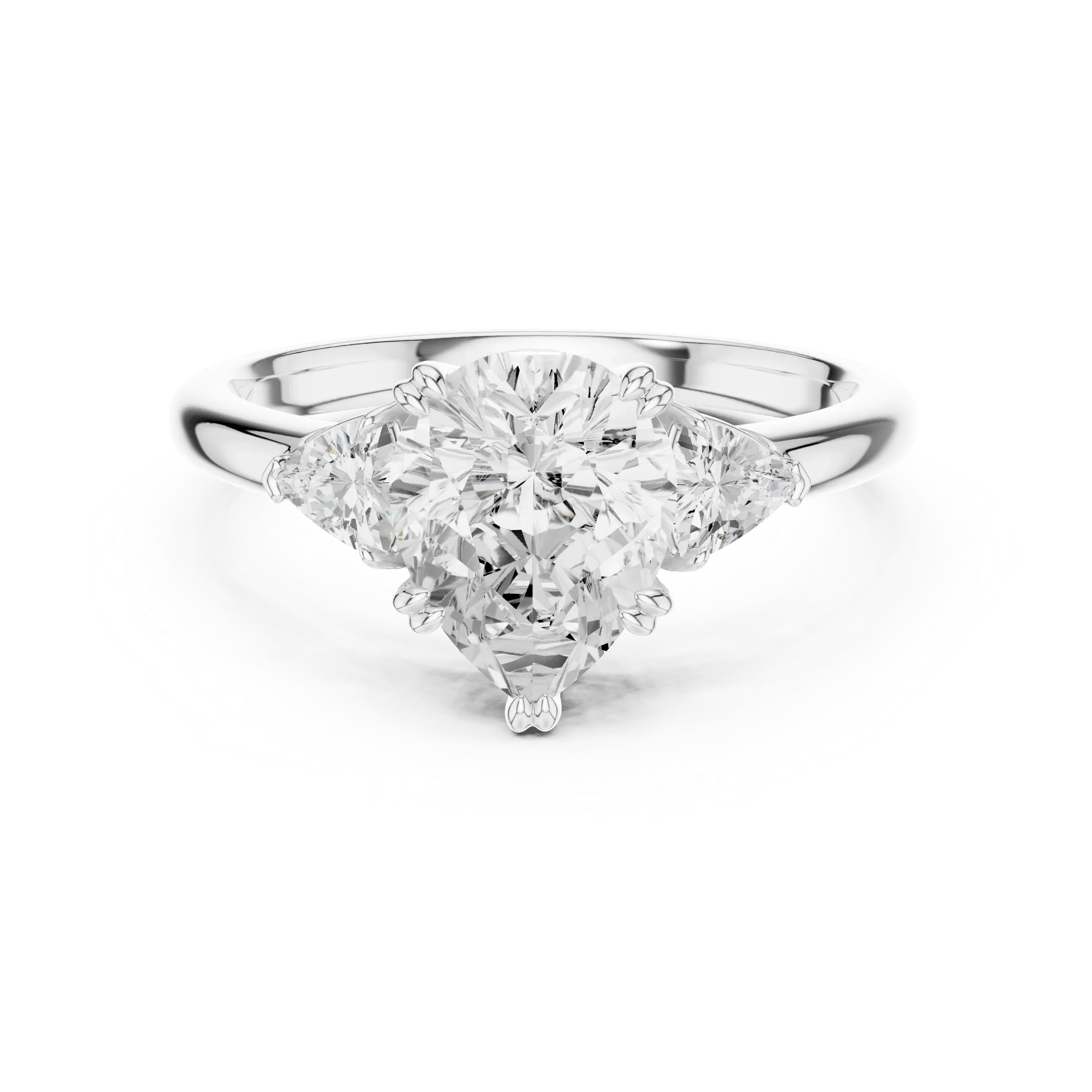 2.40 CTTW VVS1 D Color Pear Cut Three Stone Diamond Engagement Ring