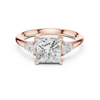 2.40 CTTW VVS1 D Color Princess Cut Three Stone Diamond Engagement Ring