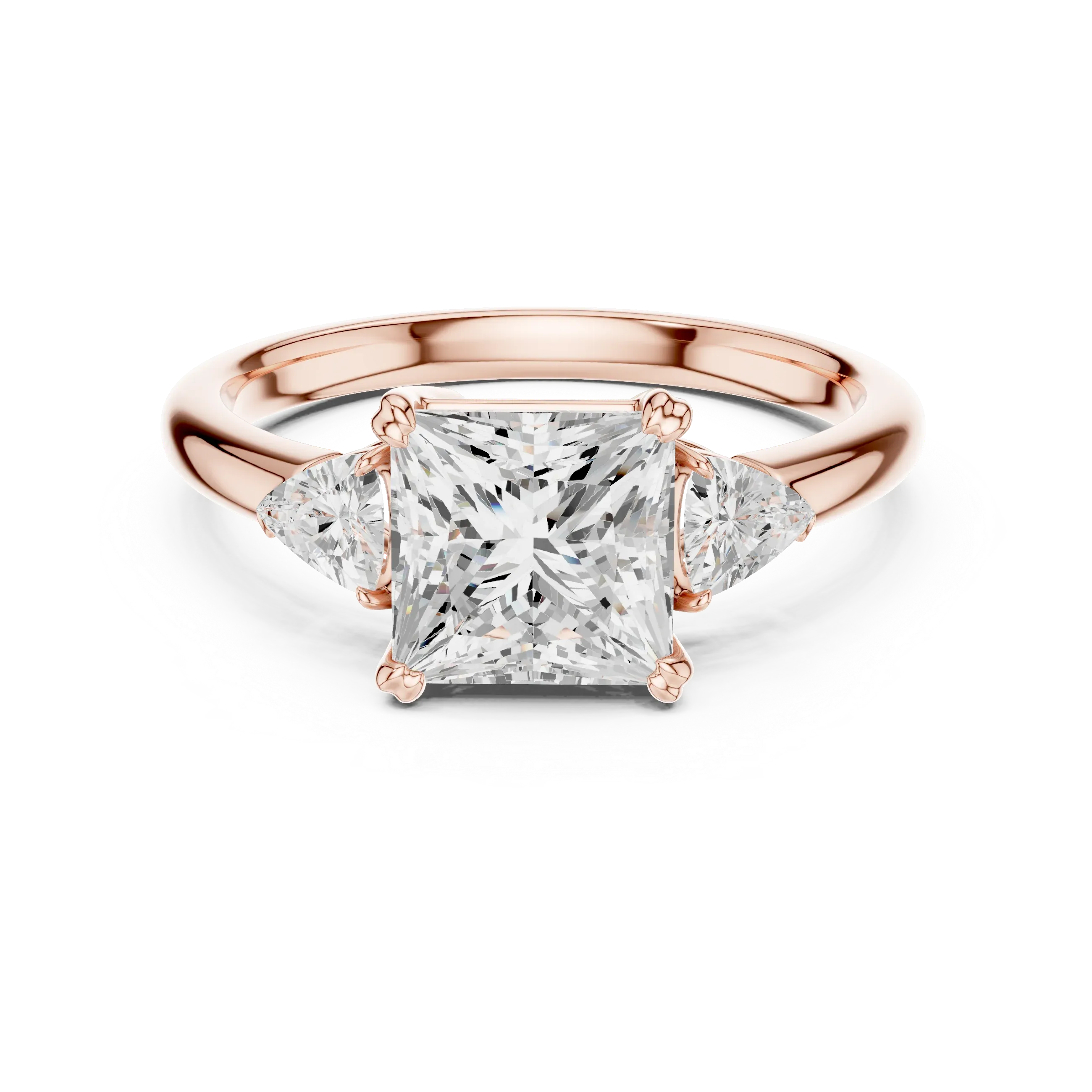 2.40 CTTW VVS1 D Color Princess Cut Three Stone Diamond Engagement Ring