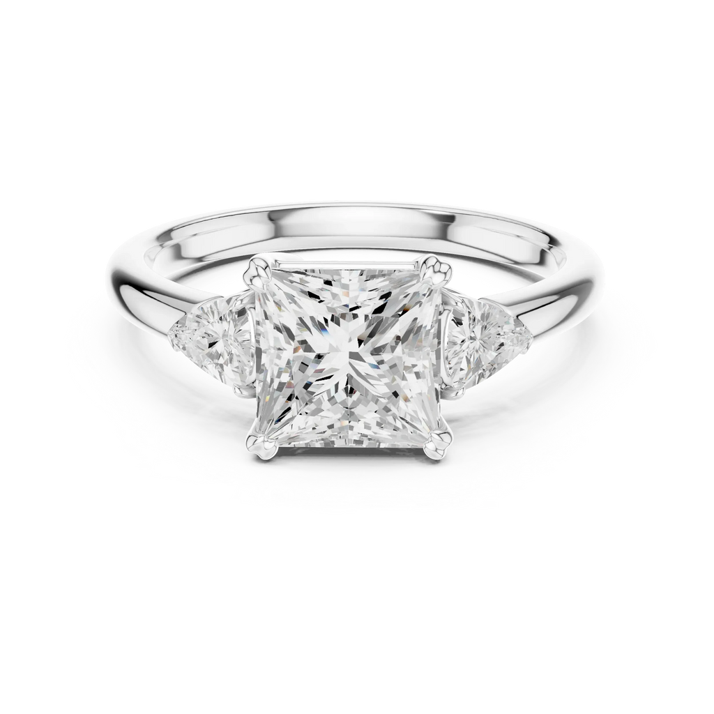 2.40 CTTW VVS1 D Color Princess Cut Three Stone Diamond Engagement Ring