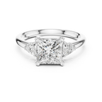 2.40 CTTW VVS1 D Color Princess Cut Three Stone Diamond Engagement Ring