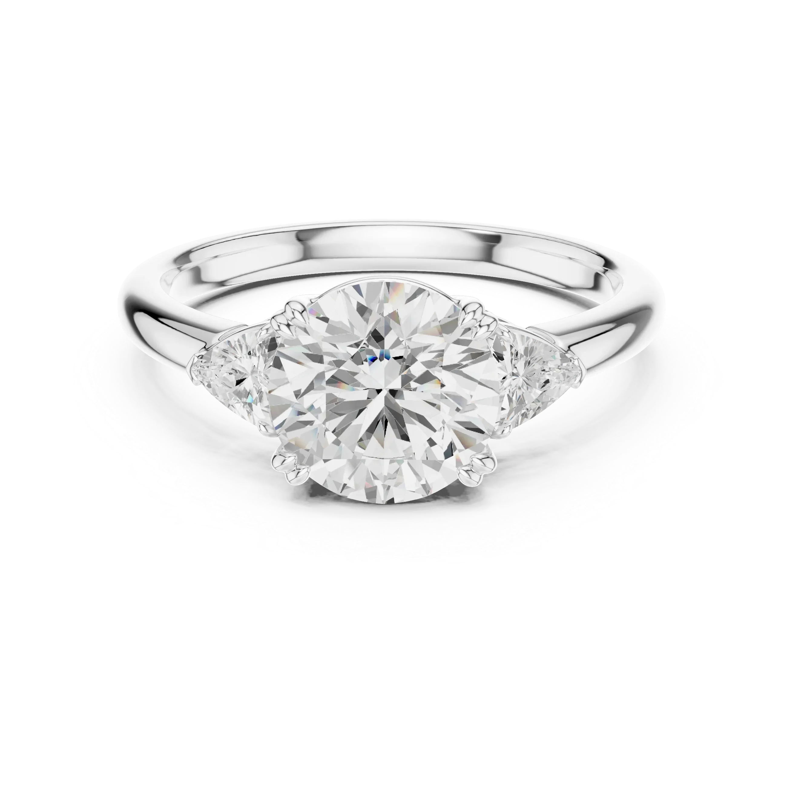 2.40 CTTW VVS1 D Color Round Cut Three Stone Diamond Engagement Ring