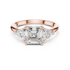 2.60 CT VVS1 D Color Asscher Cut Three Stone Diamond Engagement Ring