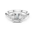 2.60 CT VVS1 D Color Asscher Cut Three Stone Diamond Engagement Ring
