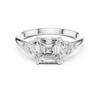 2.60 CT VVS1 D Color Asscher Cut Three Stone Diamond Engagement Ring