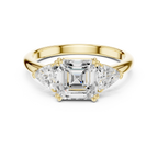 2.60 CT VVS1 D Color Asscher Cut Three Stone Diamond Engagement Ring