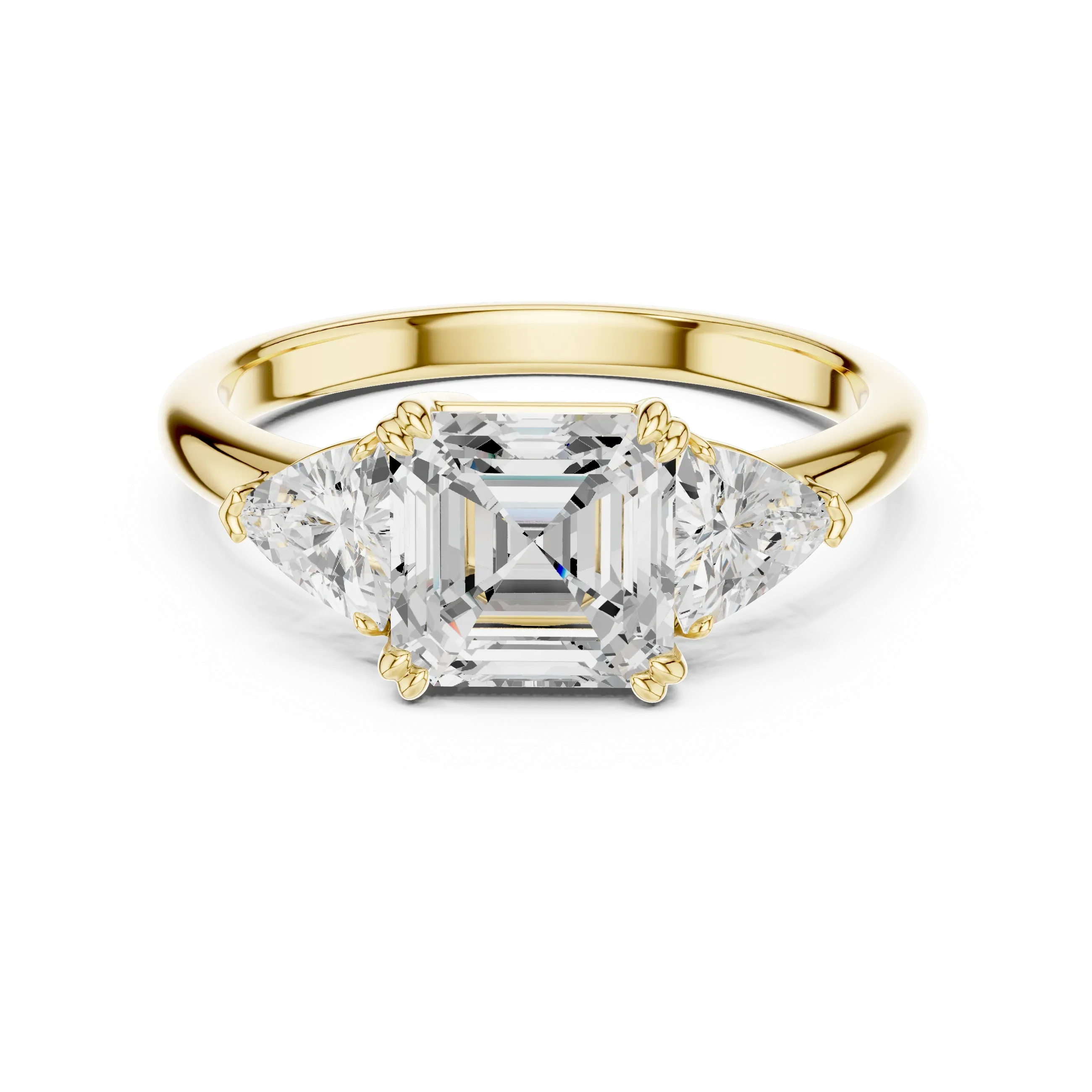 2.60 CT VVS1 D Color Asscher Cut Three Stone Diamond Engagement Ring
