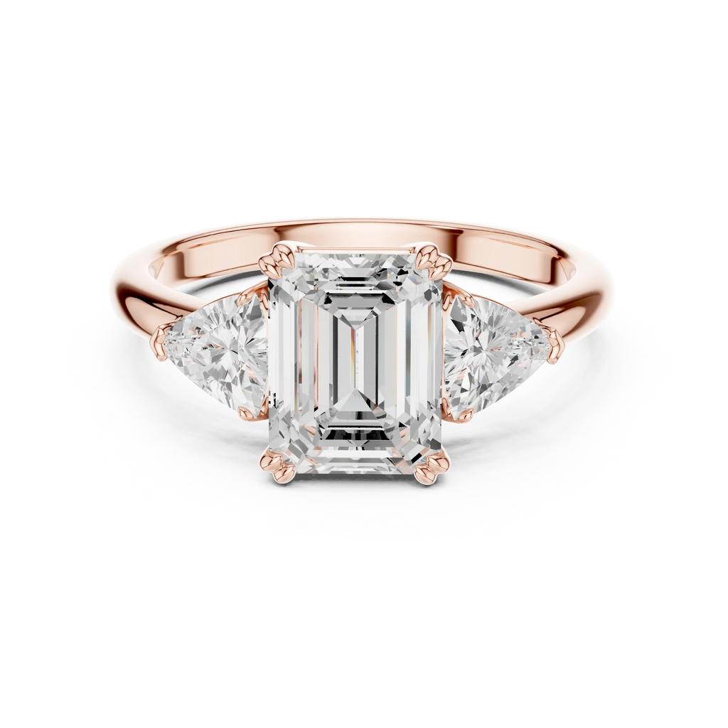 2.60 CT VVS1 D Color Emerald Cut Three Stone Diamond Engagement Ring